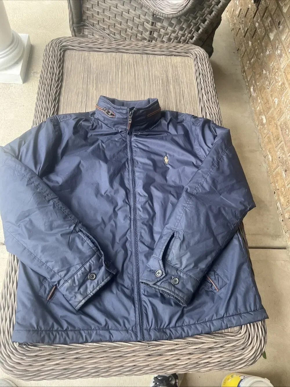 Vintage Polo Ralph Lauren Jacket Men’s M Navy Blue Harrington Full Zip Pockets